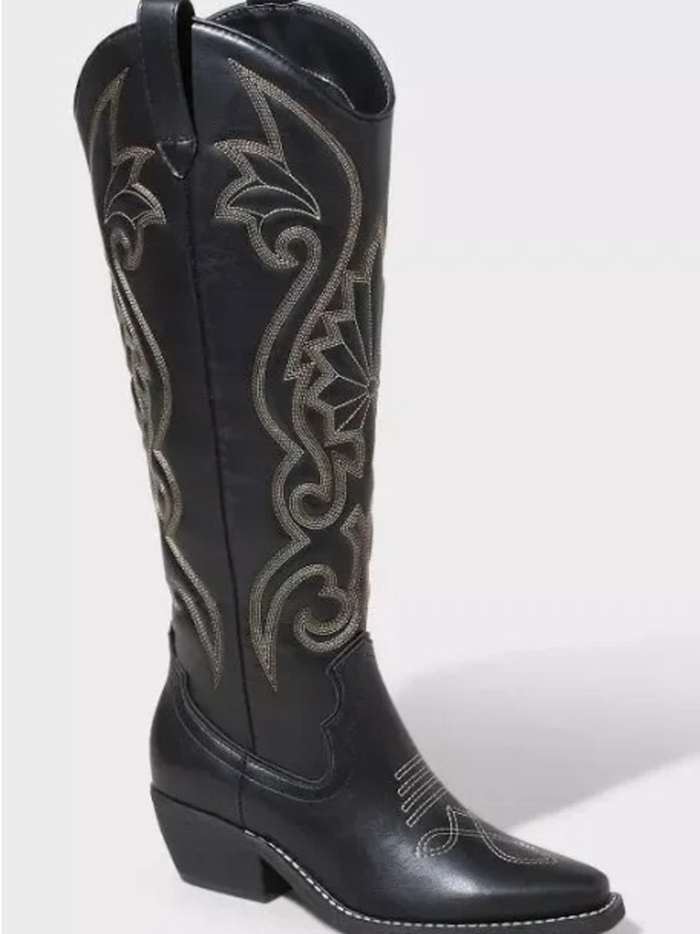 Wild Fable Kenzie Black Western Embroidered Knee-High Boot